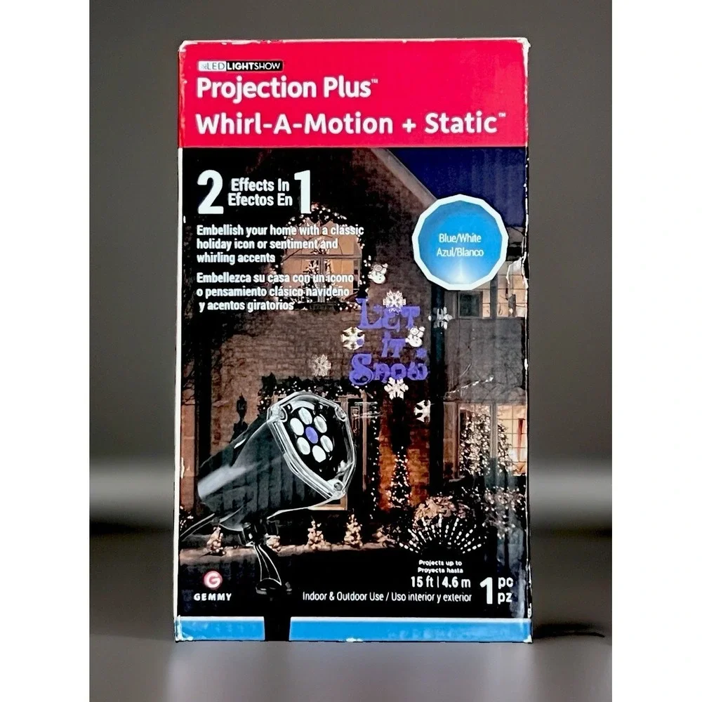LED LIGHT SHOW Christmas PROJECTION PLUS WHIRL-A-MOTION+STATIC (Let It Snow)